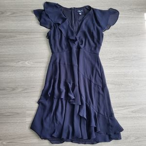 Navy Blue Chaps Frilly Dress Size 6